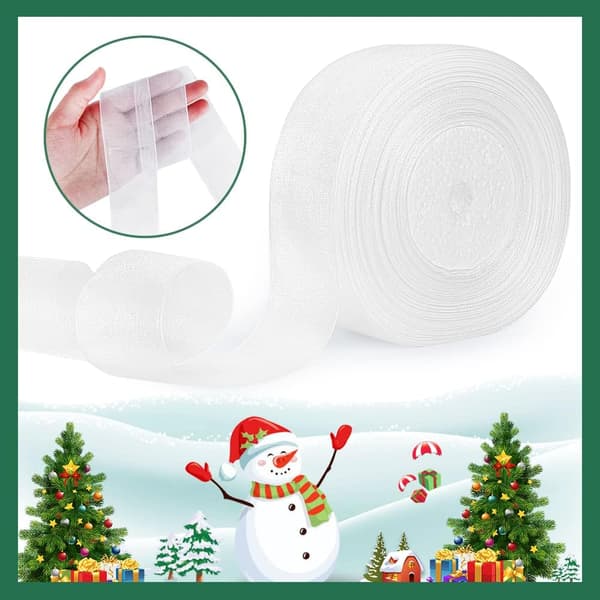 Vit Raggband, 40 mm x 45 Meter Bred Vit Band DIY Dekoration