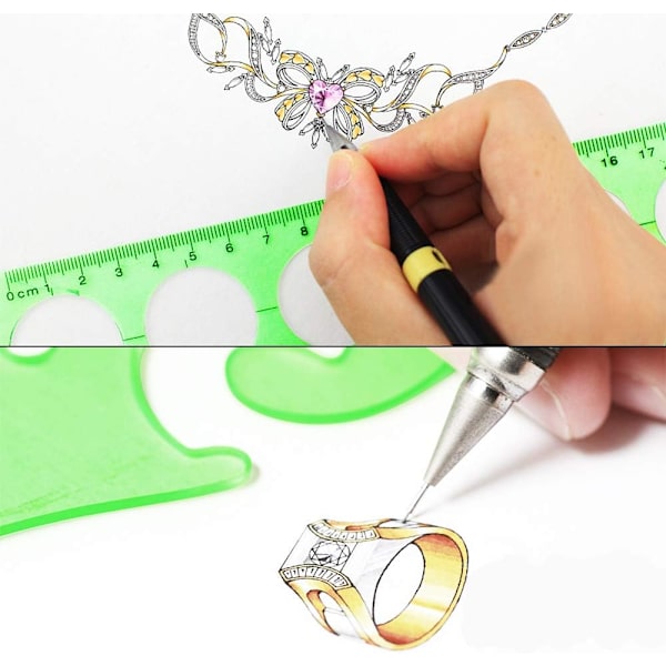 11 Delar Plast Mätmallar Cirkelmall Geometrisk D