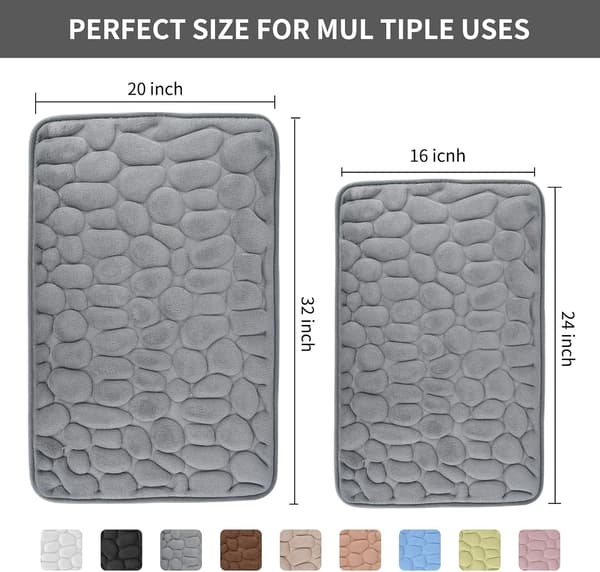 Baderomsmatte i Memory Foam, Brosteinsmønstret Korallfleece, ZQKLA