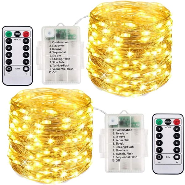 Fairy Lights batteridriven, [2-pack] 5M 50 LED Vattentät, ZQKLA