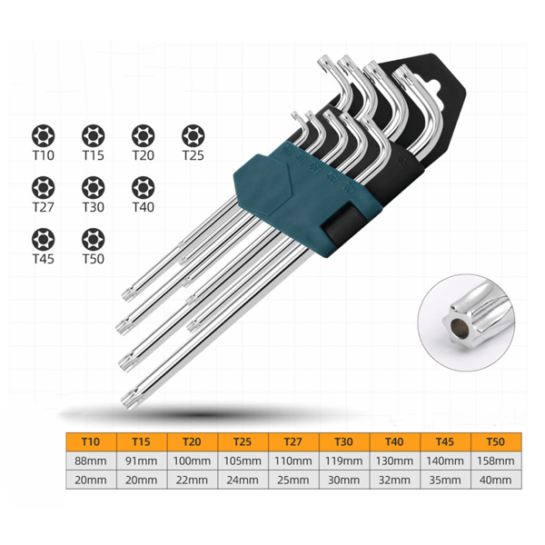 Torx Nøgle, Sæt med 9 Hex Nøgle Allen Nøgle -A,ZQKLA