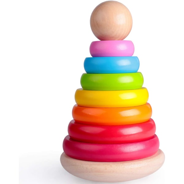 Rainbow Pyramid baby , färgglada staplingsringar Educational Woo