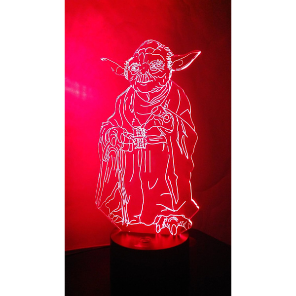 Master Yoda 3D nattlys LED illusjonslampe nattbord skrivebord Ta,ZQKLA