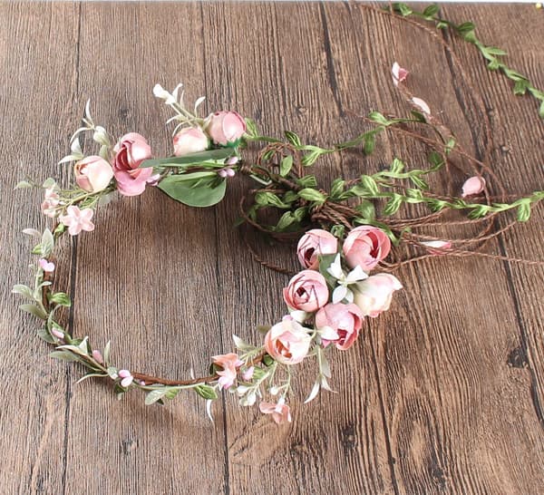 Justerbar Brudeblomstkrans Hodebånd Blomsterkrone Hårkrans