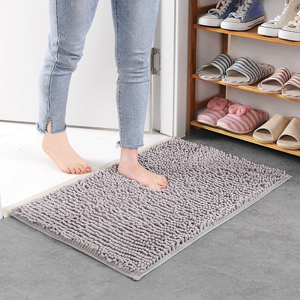 (silvergrå) 40*60cm extra mjuk plysch badmatta dusch badrum R,ZQKLA