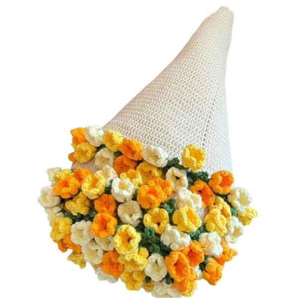 Kukkakimppupeitto DIY-materiaalipaketti, Virkattu kukkakimppu Romanttiset neulotut kukkapeitot kodin sisustukseen Three color