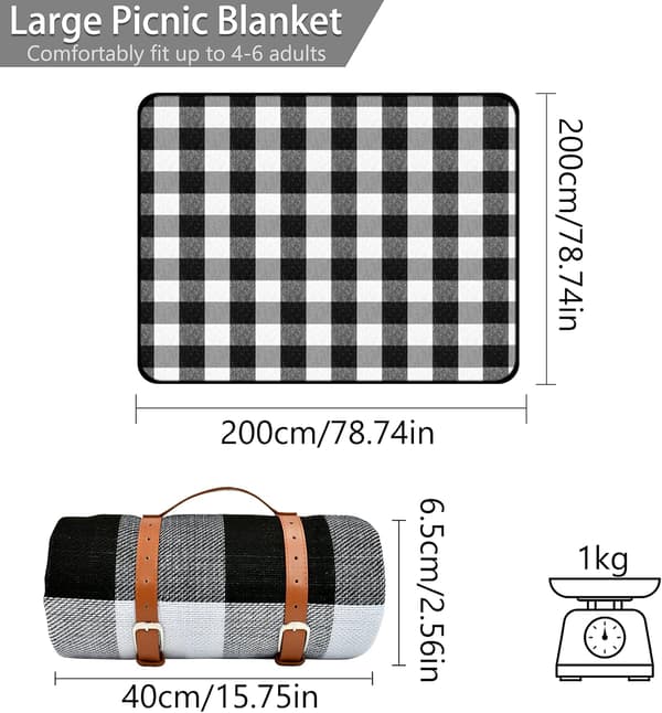 Vandtæt Picnic Tæppe 200×200cm, Bærbart Foldbart Picnic Underlag