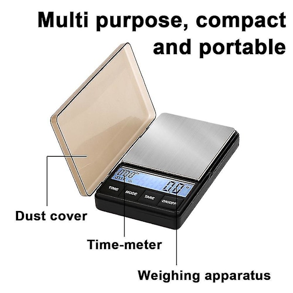 Espresso-vekt med timer, espressovekt for dryppbrett, espressovekt med silikonmatte