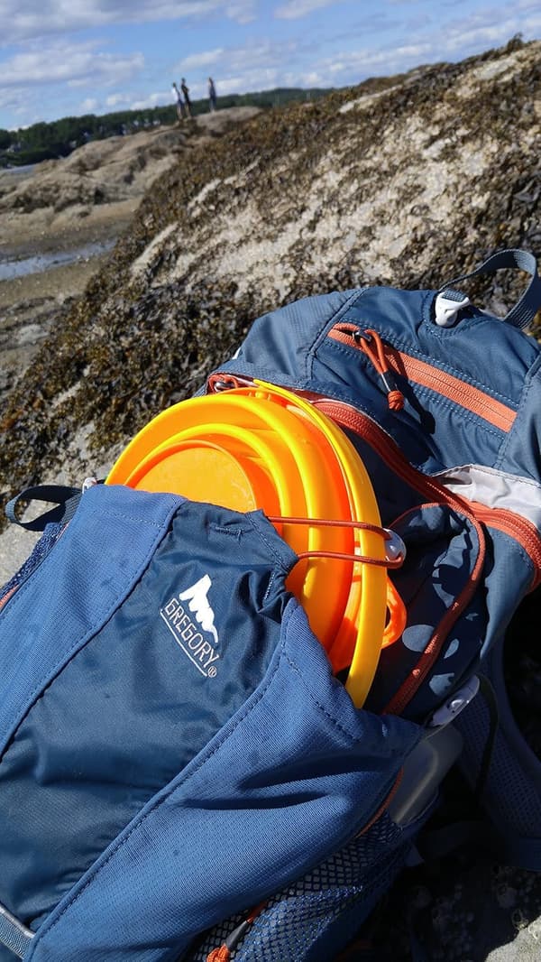 Sammenleggbar bøtte, sammenleggbar og plassbesparende bøtte for strand og lek,