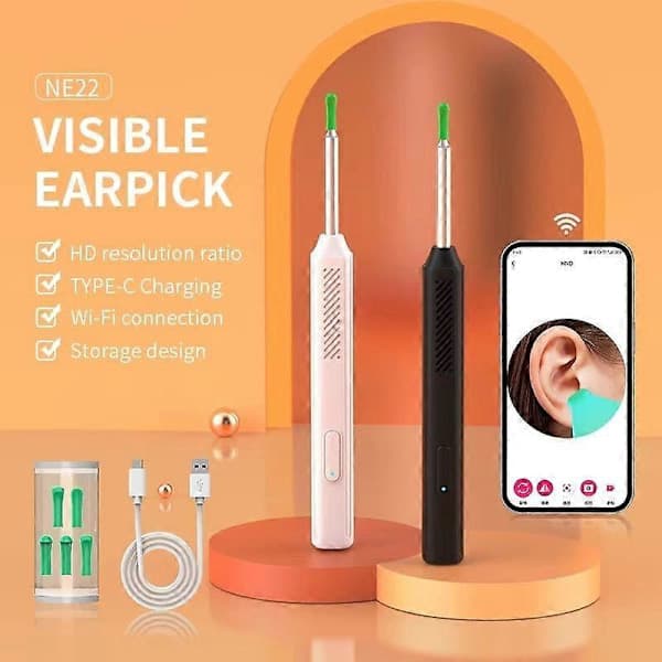 Wireless Smart Visual WiFi Ear Cleaner Otoscope Ear Pick with LED Light Earwax Removal Tool Camera Ear Endoscope, AB