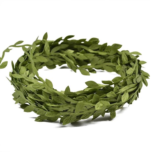 200M/656ft Sidenbladformade Handgjorda Konstgjorda gröna blad, ZQKLA
