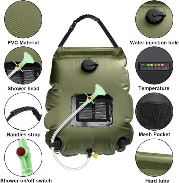 Solar Dusjpose Camping, 15L Solar Bærbar Dusjpose, Sol, ZQKLA
