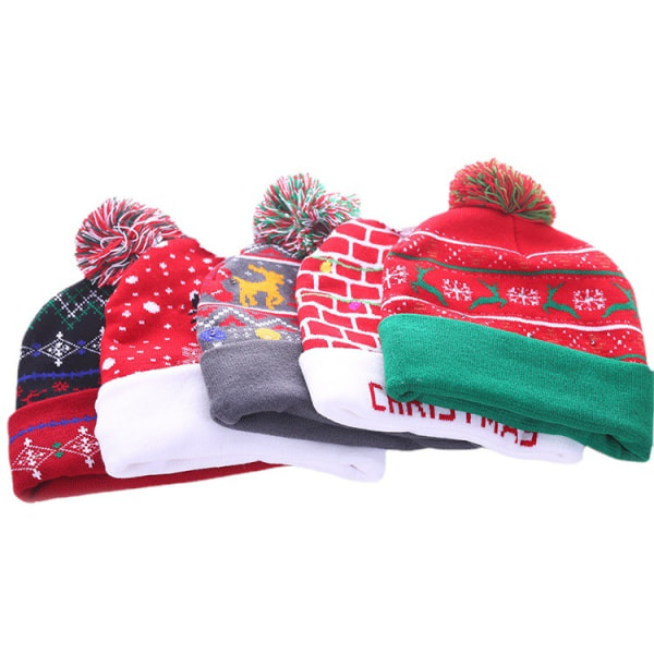 Jule LED Strikket Lysende Hat Unisex Vinter Beanie Swea,ZQKLA