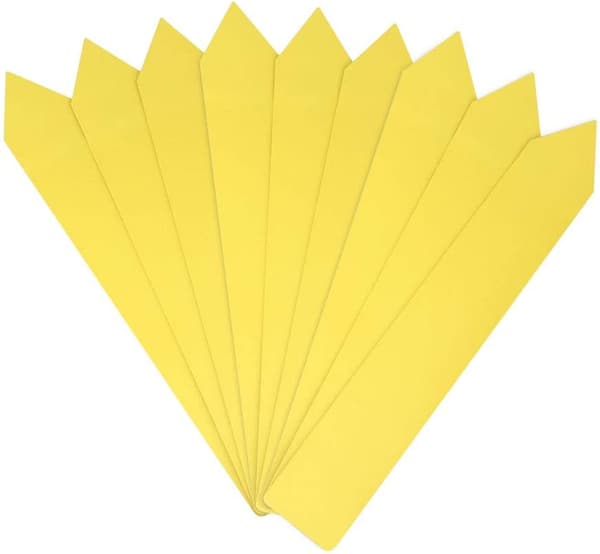 200 plastväxtmärken, 5 x 1 cm gula plastträdgårdsmärken