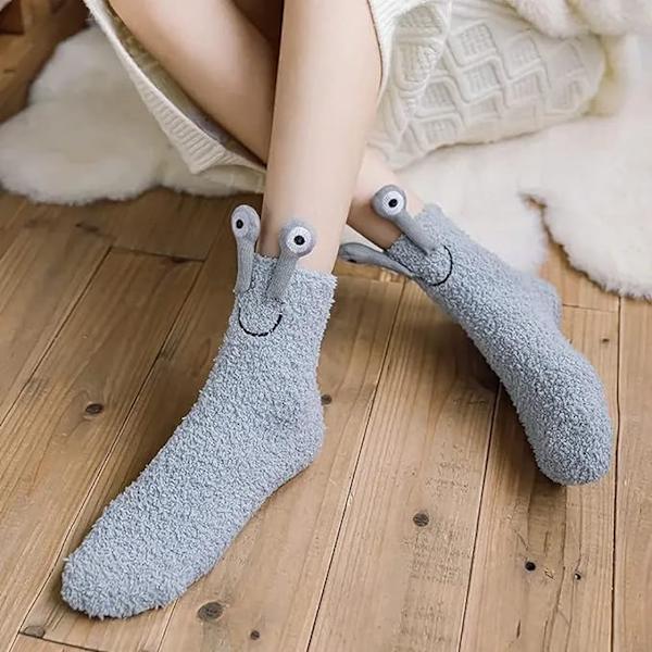6 Par Fuzzy Socks Korall Fleece Snigelformade Varma Golv Candy Co
