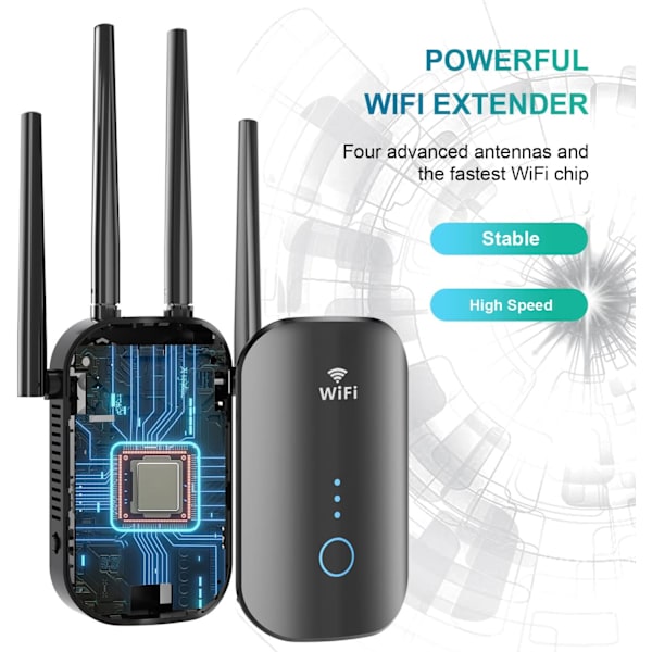 WiFi-förstärkare, 1200 Mbps Hem WiFi-utvidgare