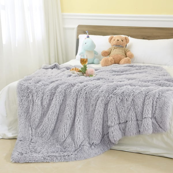 Supermyk Langpels Plysj Fake Pels Teppe, Fuzzy Throw Blan,ZQKLA