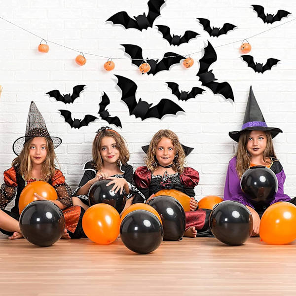 96 kpl 3D Lepakko Halloween-koristeita ja Halloween-aakkoslippu P,ZQKLA
