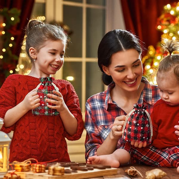 7 st julgodispåsar med snöflingemönster Buffalo Plaid, ZQKLA