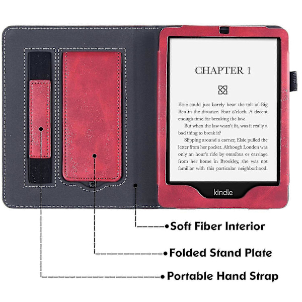 Luova kotelo jalustalla, yhteensopiva 6,8 tuuman Kindle Paperwhite 11. sukupolven 2021 kanssa Red Gray