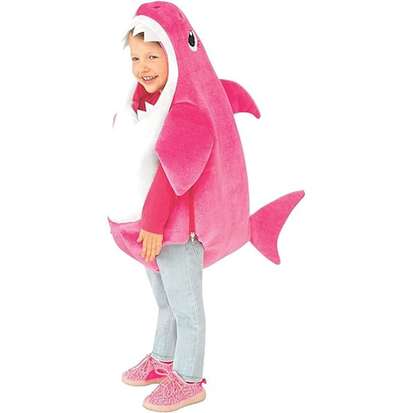 Baby Shark -asu lapselle (110CM, vaaleanpunainen), soittaa Baby Shark -melodiaa