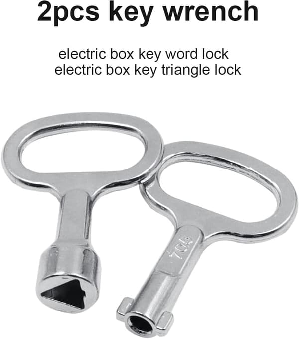 Set med 2 Metalliska Triangulära Skiftnycklar för Mätarboxar, Silver Soc,ZQKLA