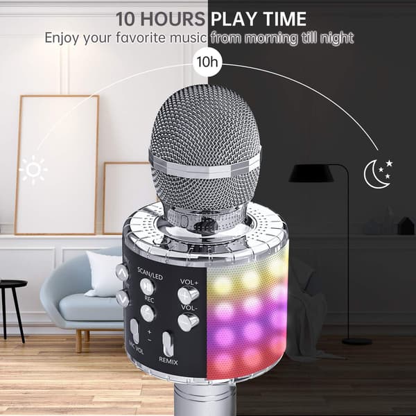 Karaoke Mikrofon (Silver) för Barn, Trådlös Bluetooth Kara, ZQKLA