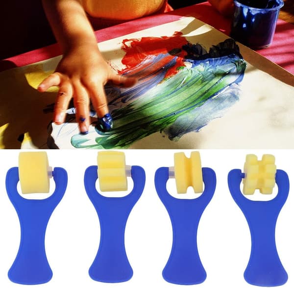 4 st Svampsmålarullar för barn, DIY-målning, ZQKLA