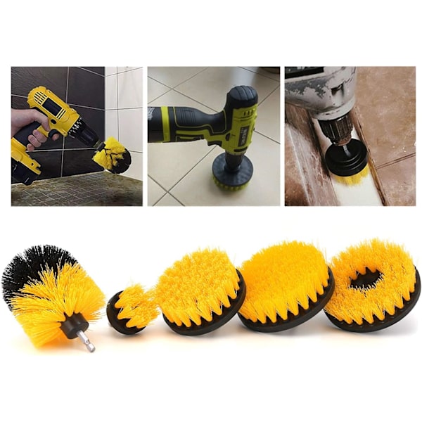 5 stycken borsttillbehör för borr, skrubbborste för borr, kraftfull