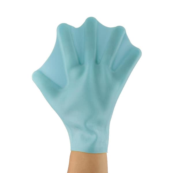 1 Par Svømmehandsker med Svømmefødder Silikone Finger Hånd Paddle til Børn Blå