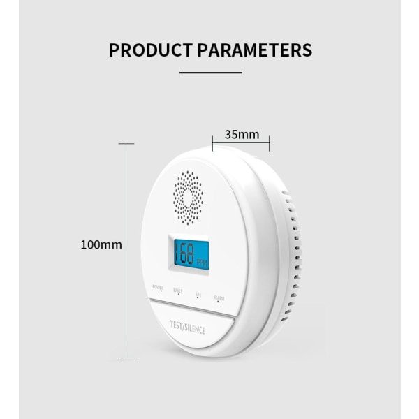 Trådløs 433MHz karbonmonoksidgassdetektor CO Alarm Preven,ZQKLA