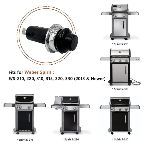 Weber-sytyttimen painonappi/kytkin, sopii Weber Spirit E/s-210 220 310 315 320 330 -kaasugrilleihin, 7642 7643 Osittainen vaihto (DPD) HA