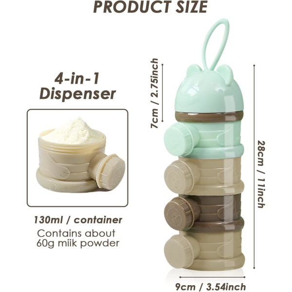 (Grön) Baby Dispenser 4 Fack Baby Dispenser Formula ,ZQKLA