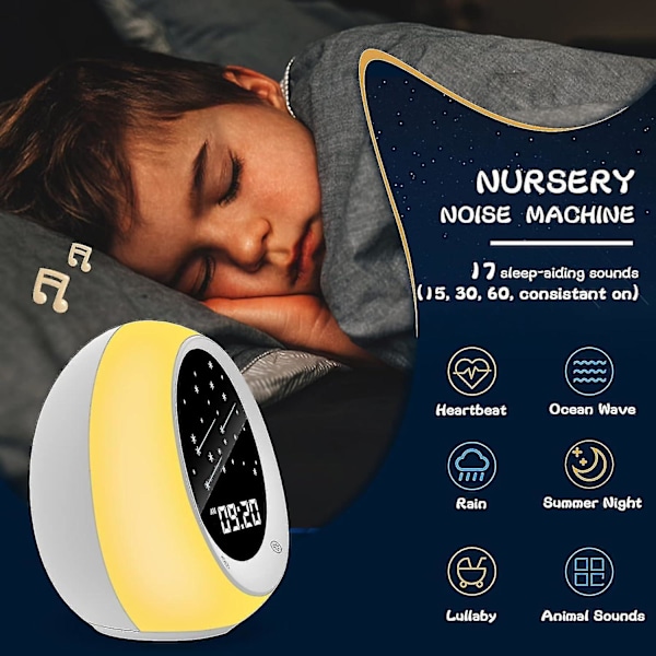 2024 Routine Helper Sleep Trainer, Barnklocka, Barnklocka, Barnklocka & Nattlampa Med Nap Timer För Yngre Barn-Yvan