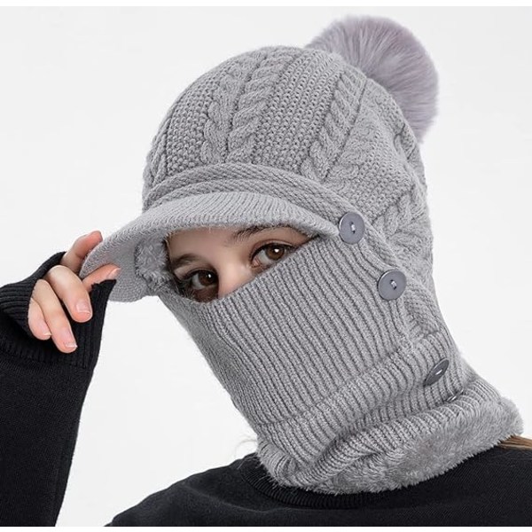 Dame One Piece Slouchy Fleece Beanie Luer Skjerf Mask Varm W,ZQKLA