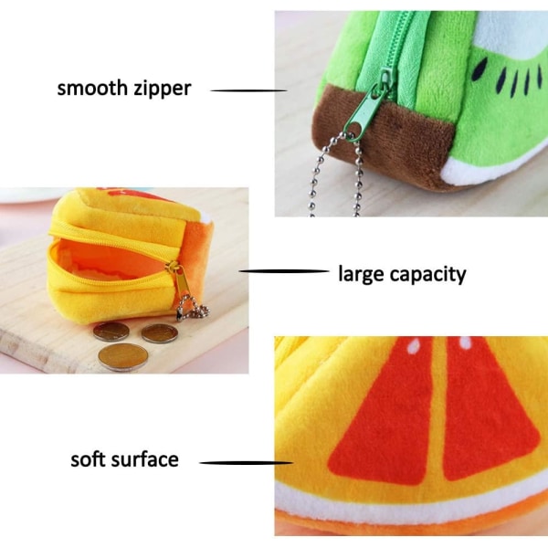 Kreativ plyschmyntplånbok, barns 3D fruktformad ficka, ZQKLA