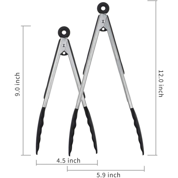 Kjøkken Tenger - 9'' & 12'' Rustfritt Stål Matlagingstenger