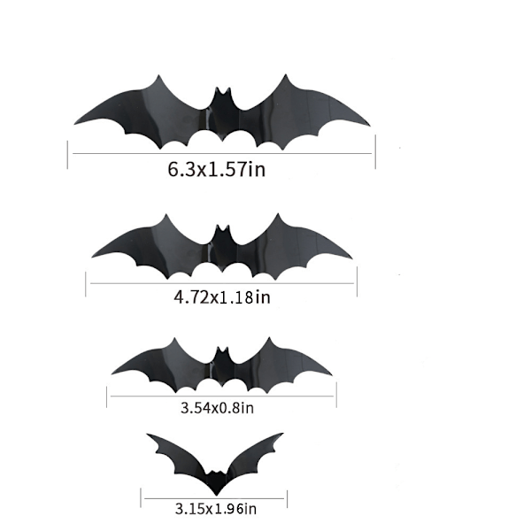 96 kpl 3D Lepakko Halloween-koristeita ja Halloween-aakkoslippu P,ZQKLA