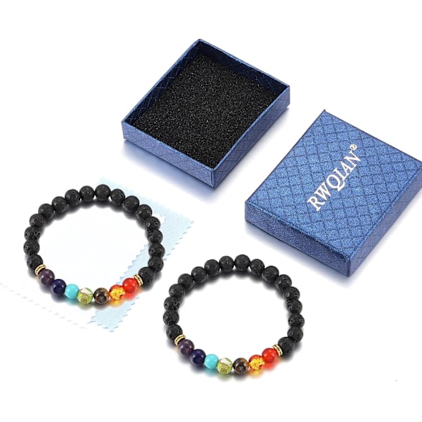 2 st Chakra Armband Kvinnor Smycken Armband 7 Natursten, ZQKLA