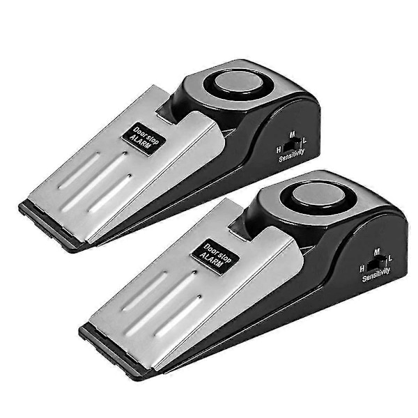 Dørstoppalarm, Dørstopp med sklisikker gummi og alarm, Alarmkile for dør med 120db (2 stk)