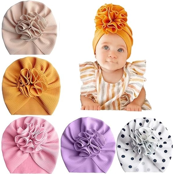 5 stk. Baby Piger Turban Hatte Turban Bun Knot Sød Bue Bea,ZQKLA