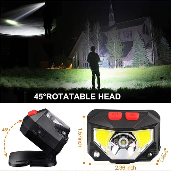 2-pak 50000LM Kraftig LED Hodelykt Sensor Hodelys USB, ZQKLA