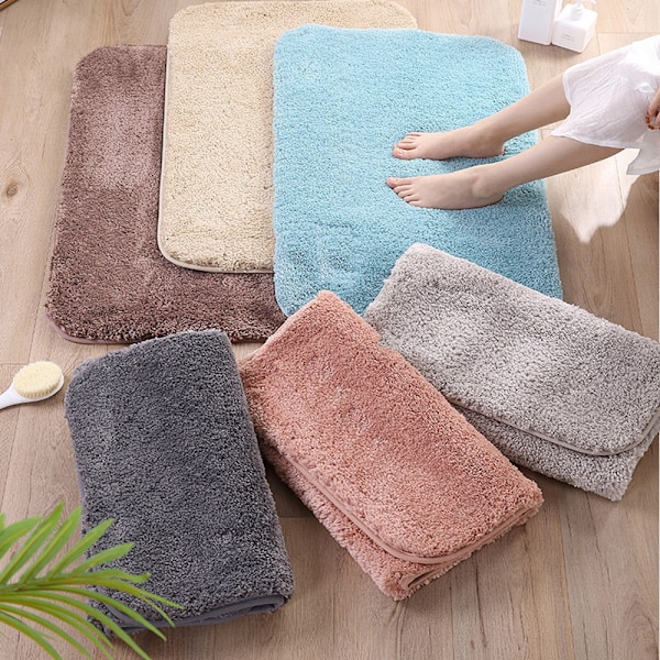 Mikrofiber Badeværelsesmåtter (16x24 Tommer, Mørkebrun) Shaggy Sof,ZQKLA