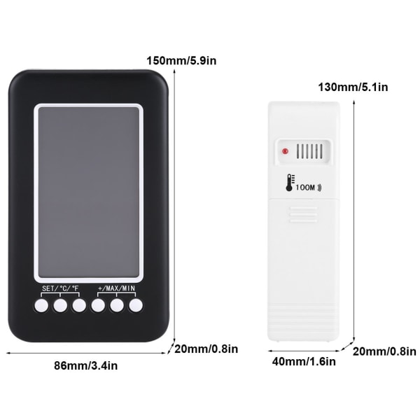 LCD digital temperaturmåler termometer innendørs utendørs med ZQKLA
