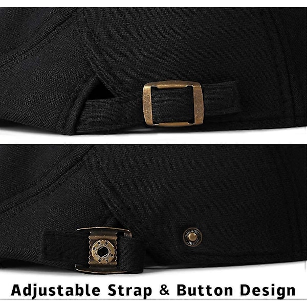 Justerbar Flat Top-beret för män (Svart)