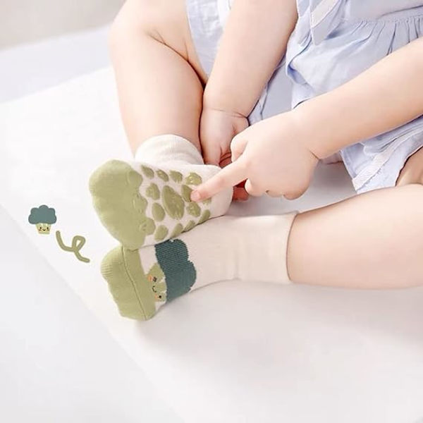 5 Par Non-Slip Bomullsstrumpor Baby Barn 1-2 år