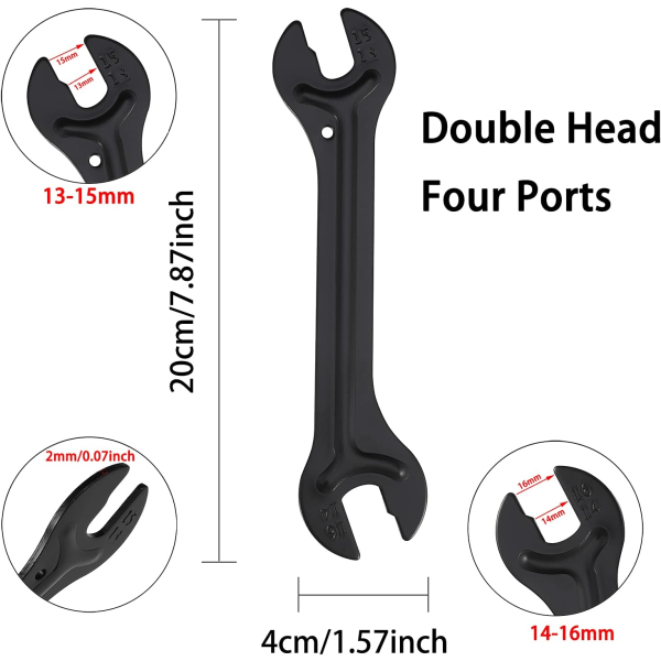 2 stk Cykelkeglenøgle, Navnøgle, Carbon Steel Cone Wren, ZQKLA