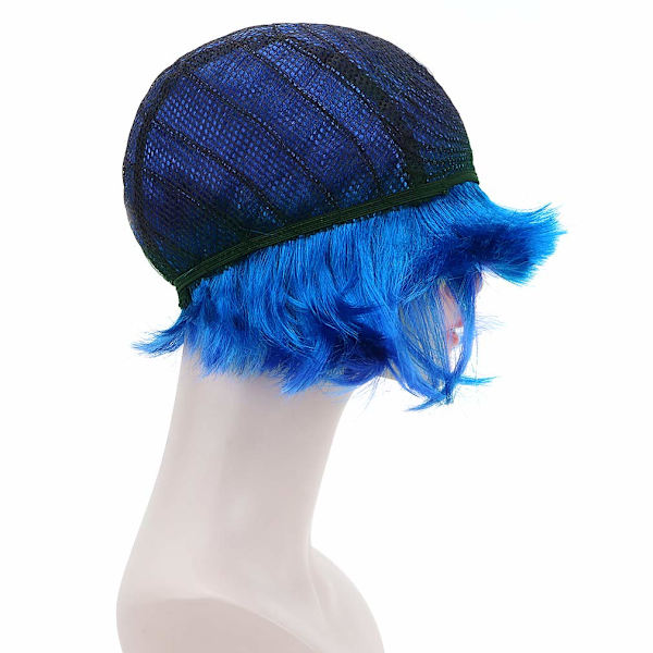 Blå kort bob- parykk for cosplay i flapper-stil - Syntetisk kostyme for kvinner, ZQKLA