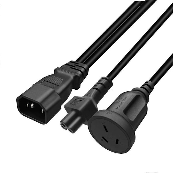 Y-jakaja-adapterijohto IEC320 C14 Urosliitin C13+AU10A/16A Naaras Virtajohtoon 10A