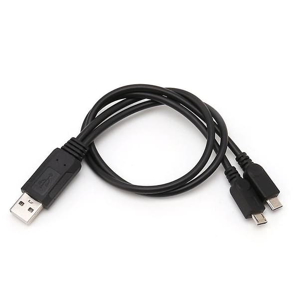 Bærbar 38cm USB hann til Micro USB hann dobbel hann Y adapter splitter kabel